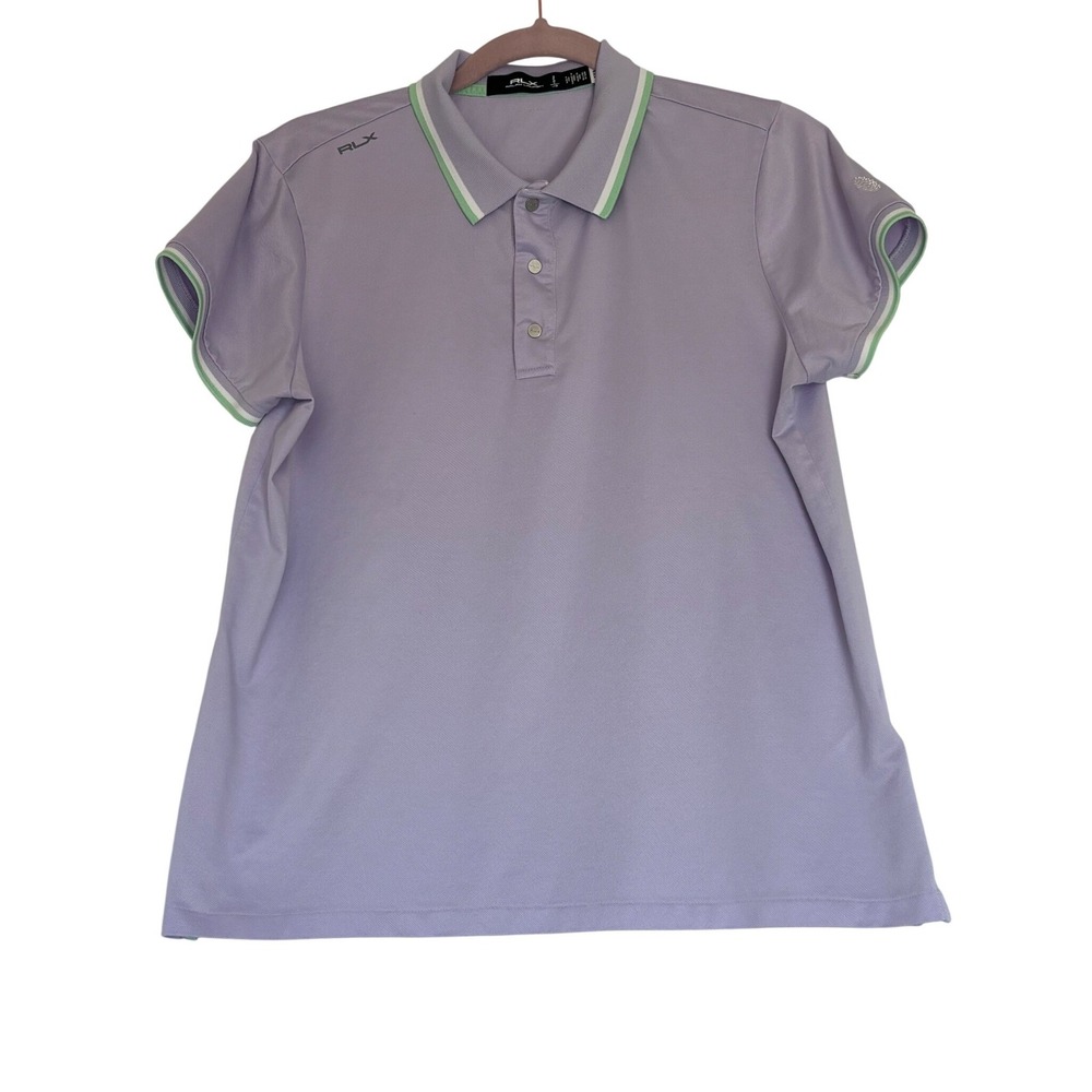 RLX Ralph Lauren Women Purple Tailored Fit Golf Polo Shirt Short Sleeve Size L